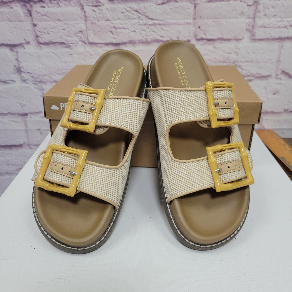 Project Cloud Memory Foam Double Buckle Slide Sandals Womens Sz 9 Comfort Boho